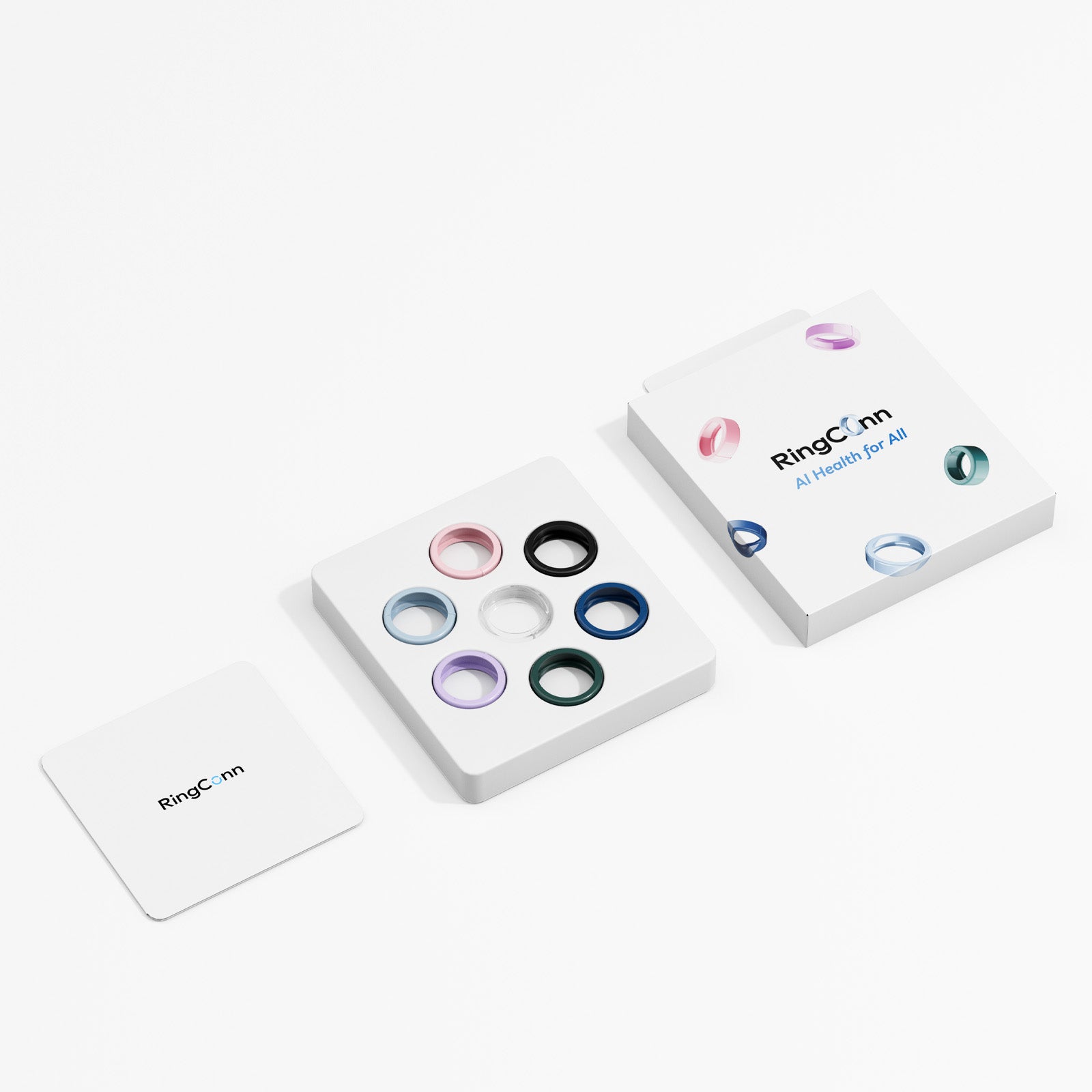 Assortment of colored smart ring protectors. Medical silicone, lightweight for sleep and health tracking.