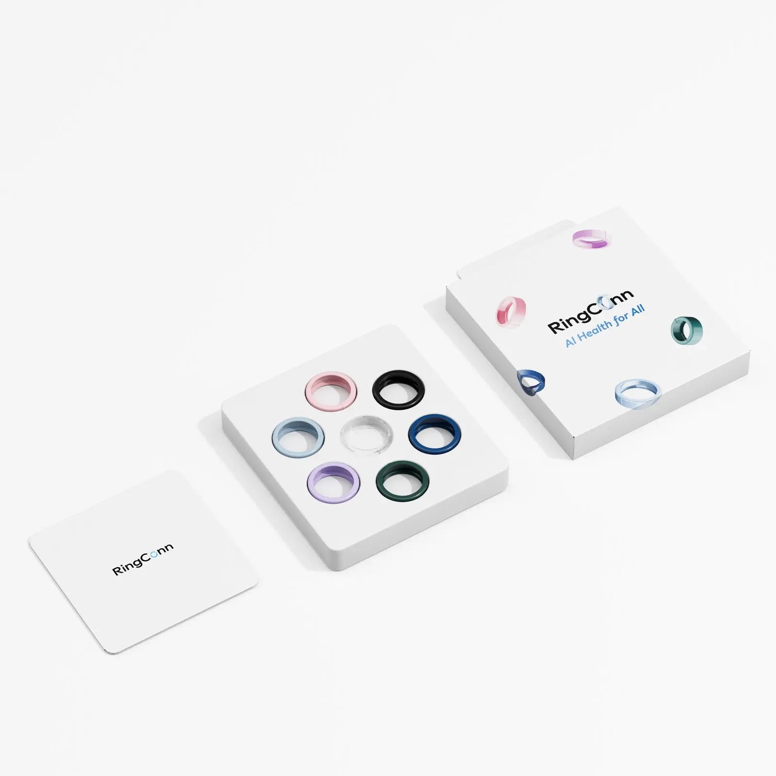 Assortment of colored smart ring protectors. Medical silicone, lightweight for sleep and health tracking.