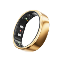 Gold smart ring, featuring internal sensors for health tracking and sleep monitoring, a sleek and modern wearable.