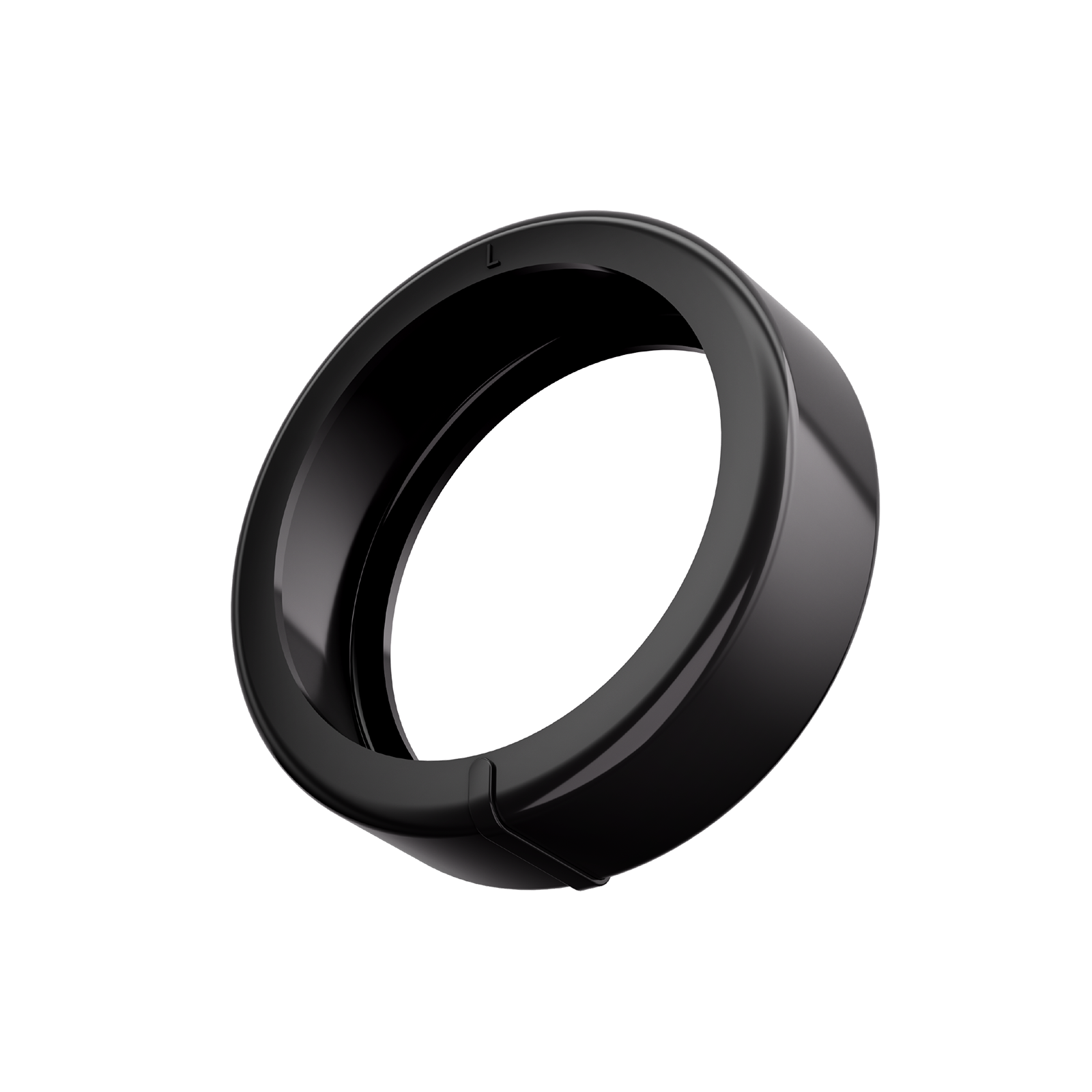 Black medical silicone ring protector for a smart ring. Lightweight, hypoallergenic design for sleep and health monitoring.
