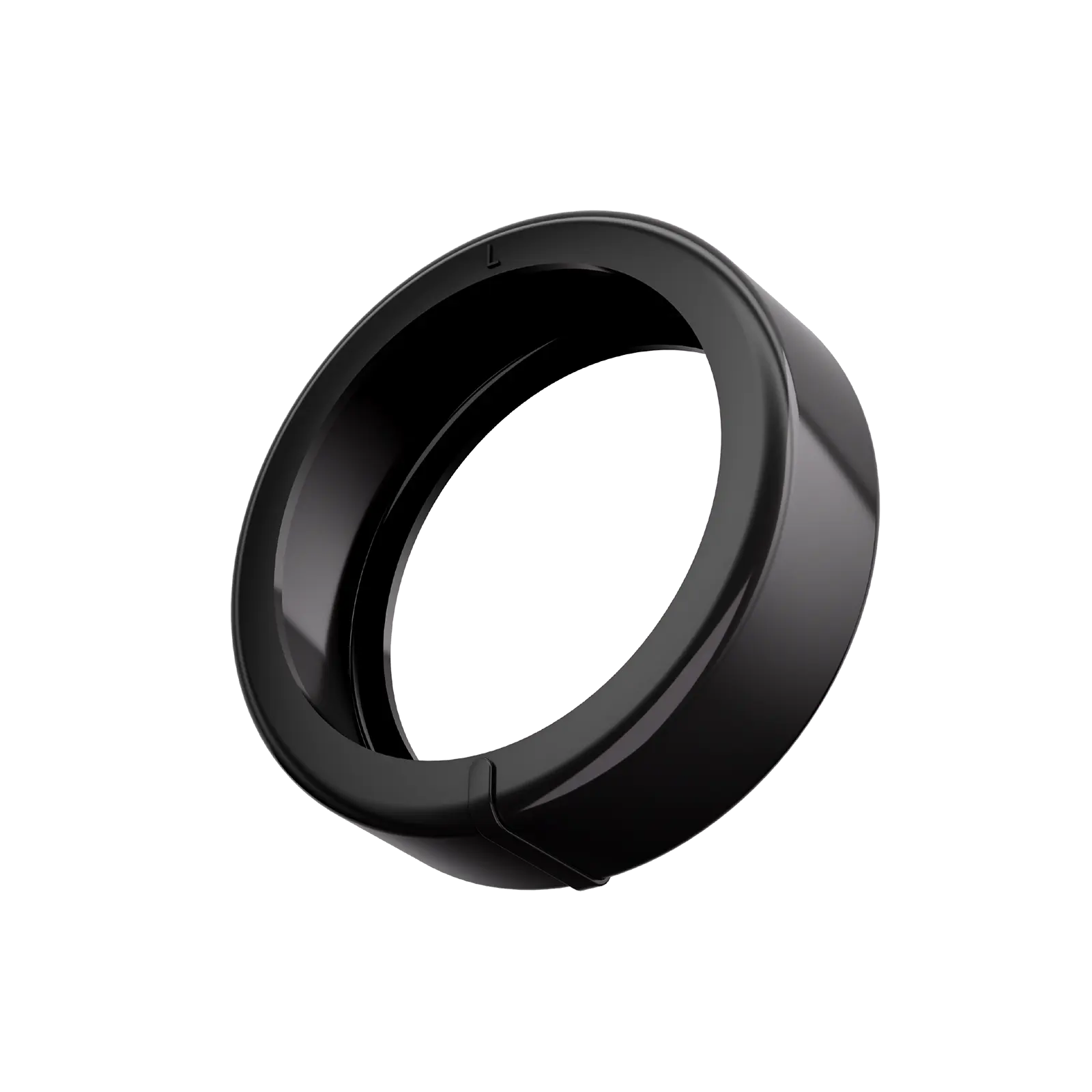 Black medical silicone ring protector for a smart ring. Lightweight, hypoallergenic design for sleep and health monitoring.